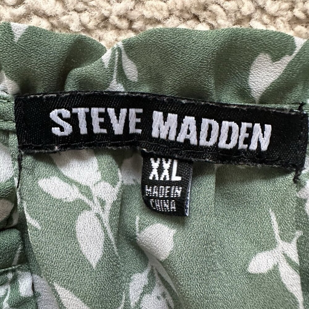 Steve Madden Dress Women’s Size XL Green Floral Print Midi Ruffle Stretch Waist - Picture 7 of 14